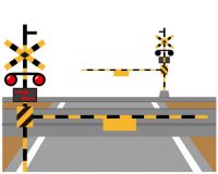 Railroad crossing vector illustration .