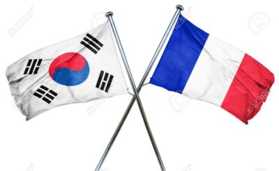 South korea flag combined with france flag